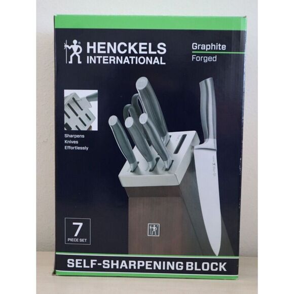 Henckels Intetnational Graphite Forged 7-pc Self-Sharpening Knife Block Set - Picture 1 of 6